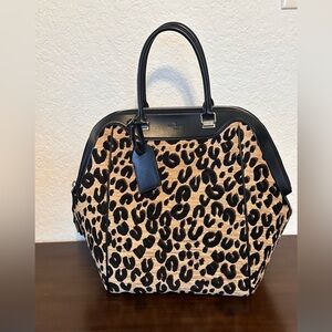 Louis Vuitton Leopard Print Satchel with Black Trim